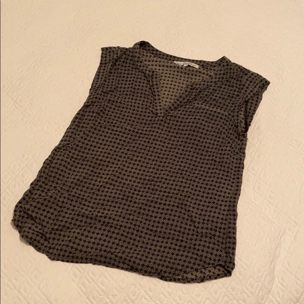 Black Cap-Sleeve Blouse